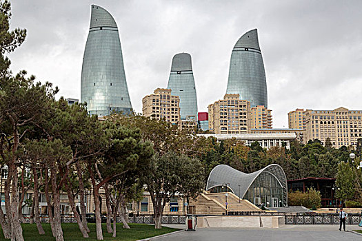 阿塞拜疆,巴库,公园,塔,远景