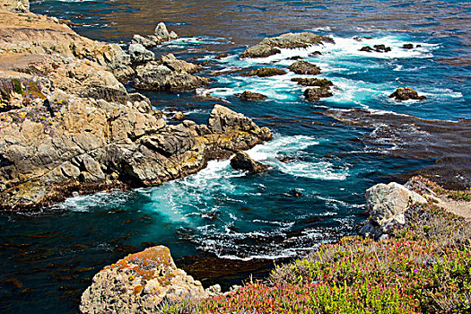岩石,海岸线,岩岬,大,加利福尼亚,美国