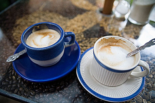 两个,咖啡杯,吧台,安提瓜岛,危地马拉