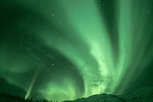 北极光,上方,山麓,布鲁克斯山,北极国家野生动物保护区,阿拉斯加