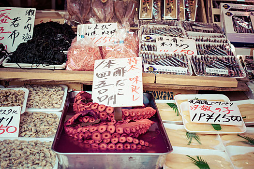 日本,海鲜,章鱼,筑地,市场