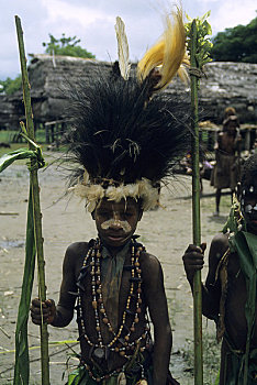 巴布亚新几内亚,河,靠近,部族,舞者