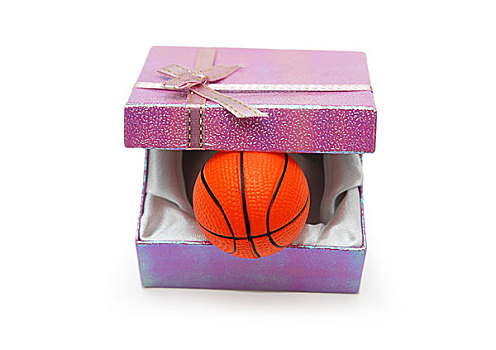篮球,礼盒,隔绝,白色背景