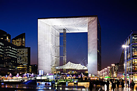 夜景,大,拱形,办公室,建筑,防护,区域,巴黎,法国,欧洲