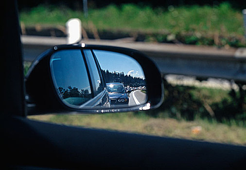 塞车,公路,风景,后视镜