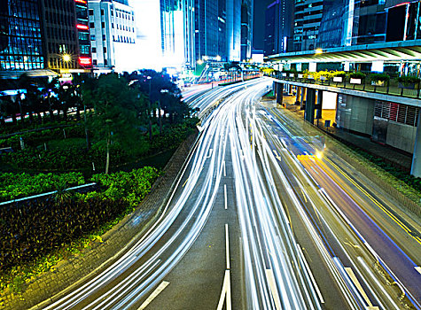 交通,现代,城市,夜晚,香港