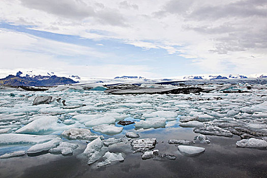 冰,浮冰,冰河,湖,不同,彩色,火山,火山灰,背影,冰岛,欧洲