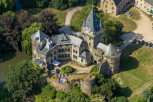 城堡,护城河,下莱茵,北莱茵威斯特伐利亚,德国,欧洲