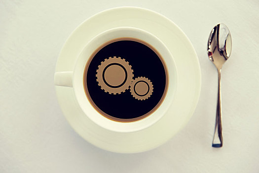 咖啡杯,齿轮,象征,勺子