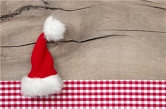 卡片,圣诞帽,木质背景,圣诞节