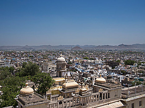 俯视,城市,梅兰加尔堡,拉贾斯坦邦,印度