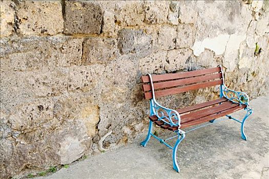长椅,石墙,索伦托,那不勒斯省,坎帕尼亚区,意大利