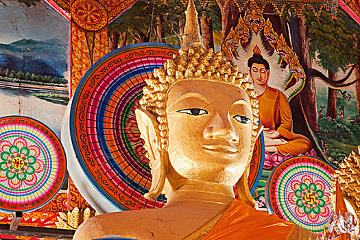 佛像,祈祷,大厅,寺院,万象,老挝