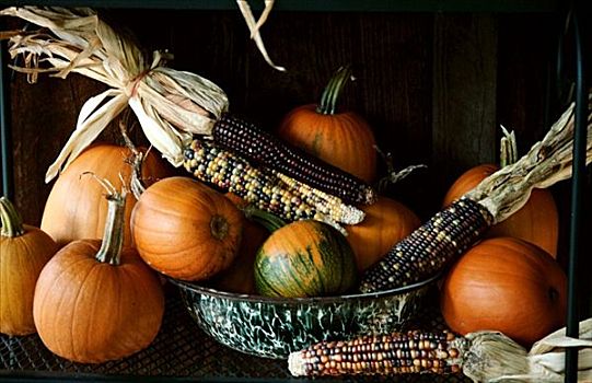 秋天,静物,南瓜,玉米