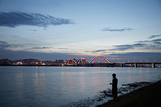 湖南长沙湘江北辰三角洲夜景