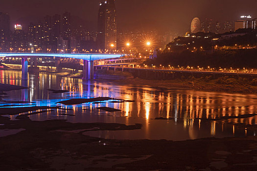 重庆渝中区菜园坝长江大桥夜景