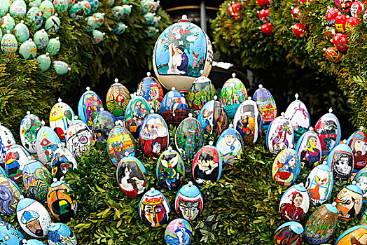 涂绘,复活节彩蛋,复活节,喷泉,巴登符腾堡,德国,欧洲