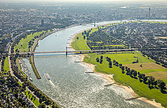 靠近,杜塞尔多夫,莱茵河,河漫滩,游艇俱乐部,莱茵兰,北莱茵威斯特伐利亚,德国