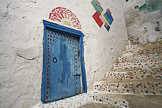 非洲,北非,摩洛哥,墙壁彩绘,门