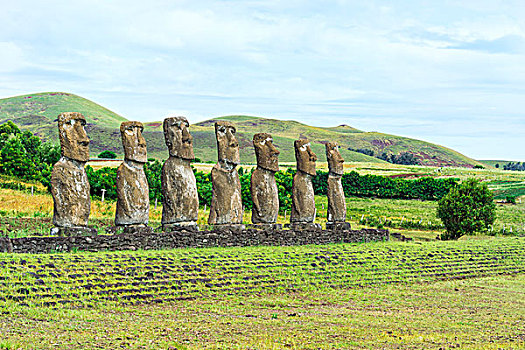 阿基维祭坛,复活节岛石像,世界遗产,拉帕努伊国家公园,复活节岛,智利,南美