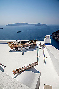希腊圣托里尼伊亚岛屿民宿房顶