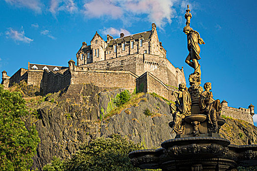 喷泉,王子,街道,花园,老,爱丁堡城堡,苏格兰
