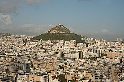 希腊,雅典,卫城,俯视,利卡贝塔斯山,小教堂,大幅,尺寸