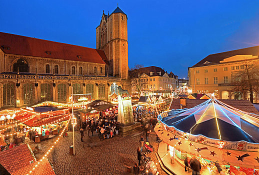 圣诞市场,大教堂,不伦瑞克,狮子,下萨克森,德国,欧洲