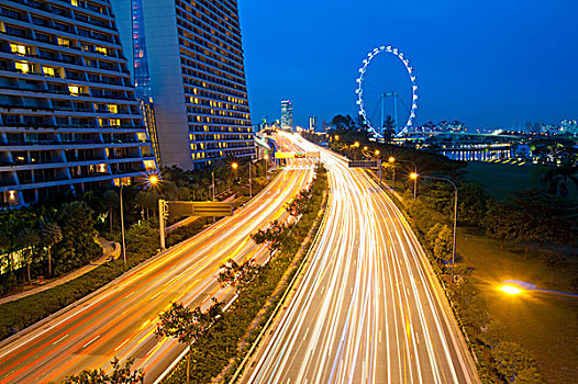 光影,夜晚,公路,新加坡
