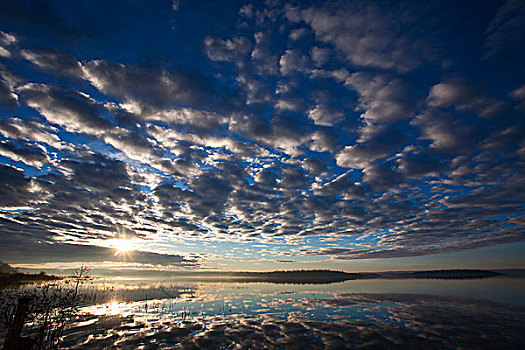 日出,上方,湖,萨斯喀彻温,加拿大