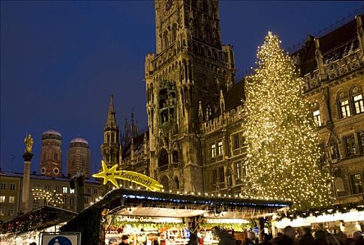 圣诞市场,玛利亚广场,慕尼黑,德国,欧洲