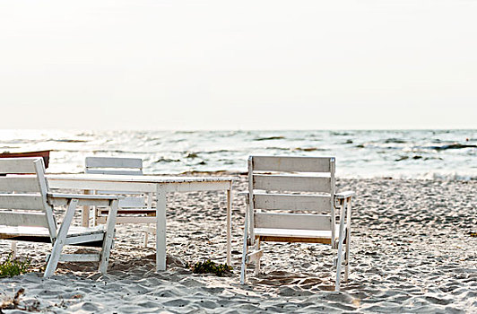 白色,空椅子,海滩