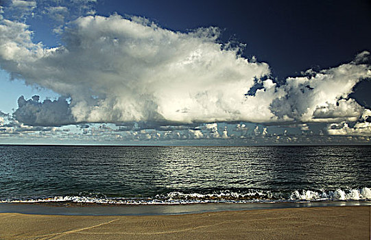 夏威夷,大,白云,高处,海洋