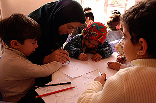 孩子,乡村,中心,西部,阿塞拜疆,省,日托,教师,训练,伊朗,2004年