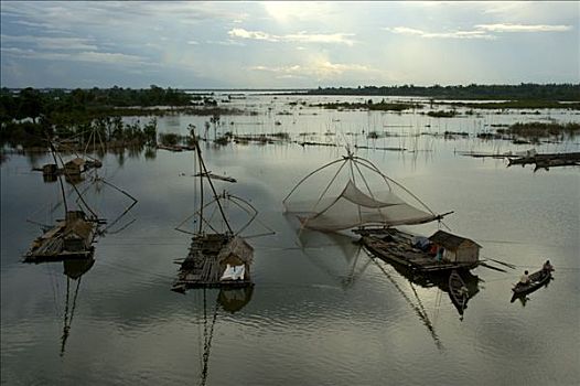 渔船,湄公河,鞑靼,柬埔寨