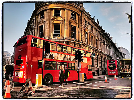 金融,区域,双层巴士,城市,伦敦