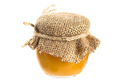 罐,蜂蜜,隔绝,白色背景