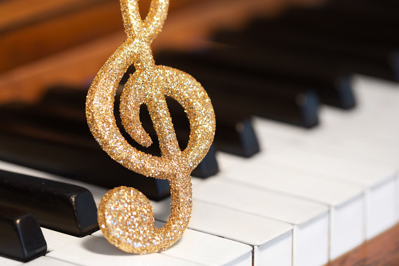 金色,音符,钢琴,按键,聚焦_高清图片_全景视觉