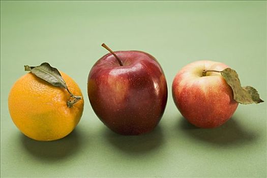 两个,红苹果,品种,荒凉,橙子