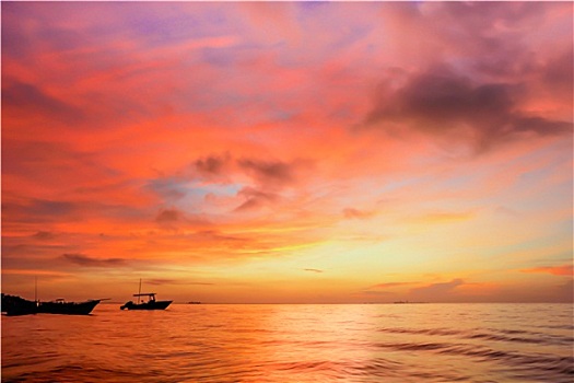 日落,尤卡坦半岛,海滩