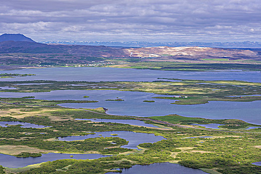风景,湖,米湖,山脊,东北方,冰岛,欧洲