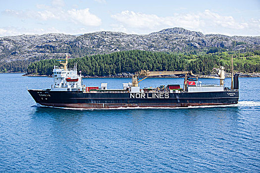 货船,卑尔根,岛屿,挪威,欧洲