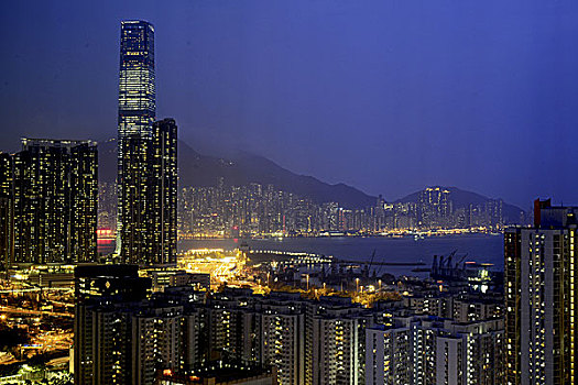 夜景,香港九龙深水埗区