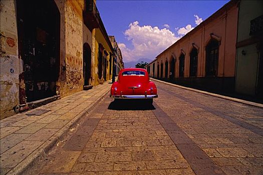 后视图,老爷车,街上,瓦哈卡,墨西哥