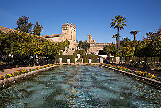 花园,城堡,科多巴,科多巴省,安达卢西亚,西班牙,欧洲