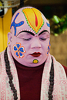 男人,脸绘,里虚克虚,地区,北阿坎德邦,印度