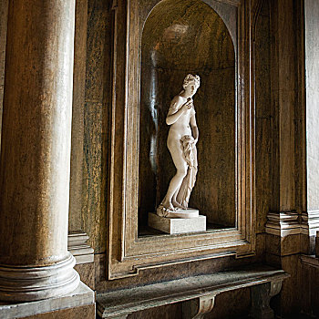 雕塑,女人,木质,壁龛,室内,斯德哥尔摩,宫殿,瑞典