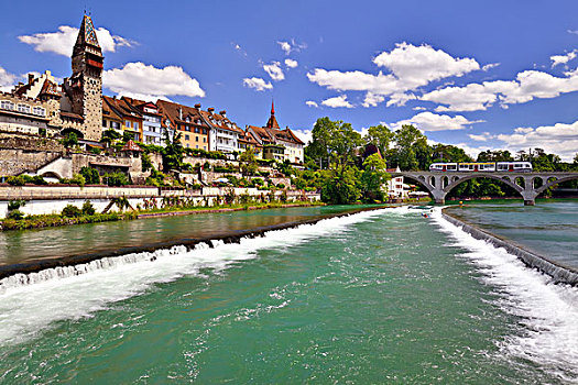 河,桥,铁路,背影,阿尔皋,瑞士,欧洲