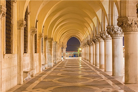 威尼斯,户外,走廊,总督,宫殿,黃昏