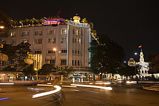 酒店,夜晚,西贡,胡志明市,越南,东南亚